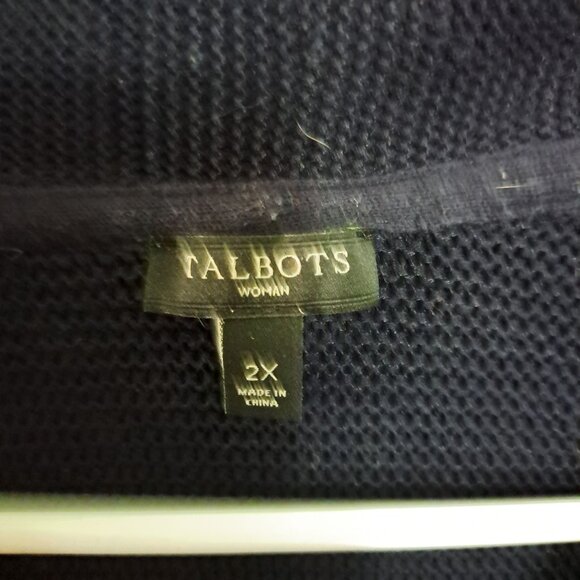 Talbots Pink and navy striped sweater 2X - Picture 4 of 5